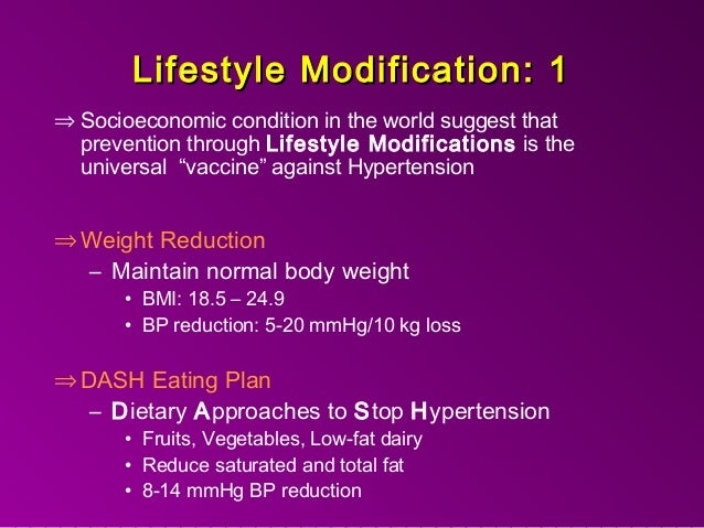Lifestyle Modification for the Prevention and Treatment of Hypertension